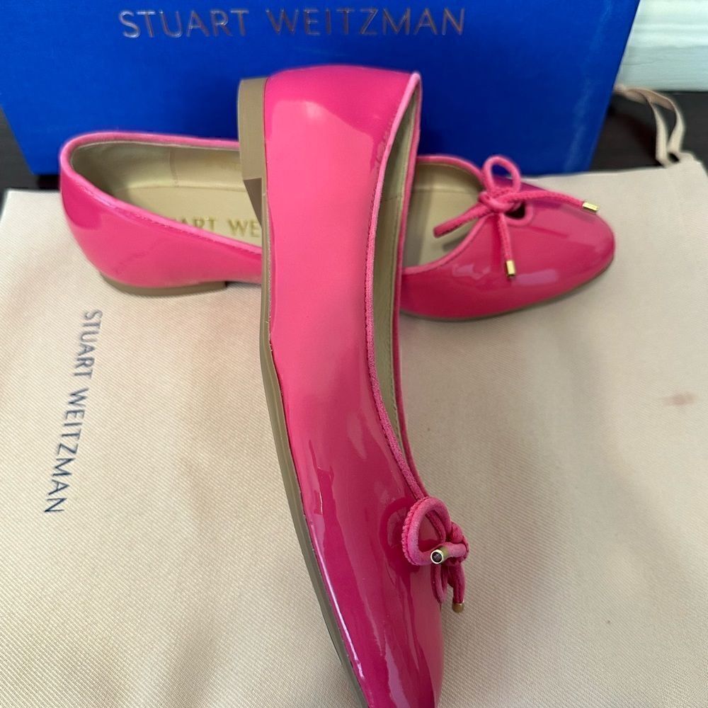 Stuart Weitzman Women’s gabby leather ballet in pink flats almond toe Sz 6, NIB - Picture 8 of 11